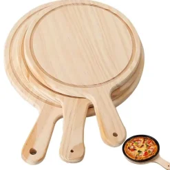 Tom Küche & Esszimmer-Rundes Pizzabrett aus Holz - Premium Backblech Schneideplatte