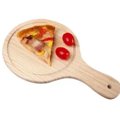 Tom Küche & Esszimmer-Rundes Pizzabrett aus Holz - Premium Backblech Schneideplatte