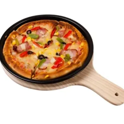 Tom Küche & Esszimmer-Rundes Pizzabrett aus Holz - Premium Backblech Schneideplatte