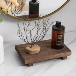 Aqua Essence Badezimmer-Rustic Oaklee Wooden Serving Tray - Decorative Platform Tray