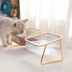 Furry Haven Haustierzubehör|Reinigungswerkzeuge Für Haustiere-Rutschfester Doppelnapf für Haustiere – Transparenter Futternapf für Hunde und Katzen