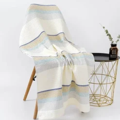Wrap u0026 Relax Bettzeug-Saugfähiges Badetuch aus weicher Baumwolle mit Wabenstreifen – 70 x 140 cm