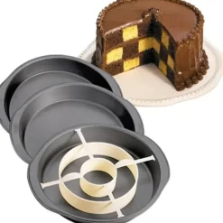 Tom Küche & Esszimmer-Schachbrett-Kuchenform-Set – 3-teiliger antihaftbeschichteter Backteiler