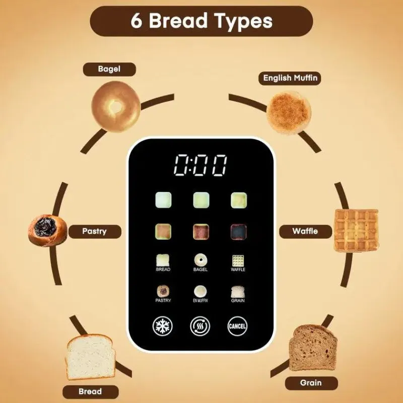 Adventure Basecamp Camping-Werkzeuge|Küche & Esszimmer-4-Scheiben-Toaster – Touchscreen-Steuerung, extrabreite Schlitze