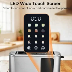 Adventure Basecamp Camping-Werkzeuge|Küche & Esszimmer-4-Scheiben-Toaster – Touchscreen-Steuerung, extrabreite Schlitze