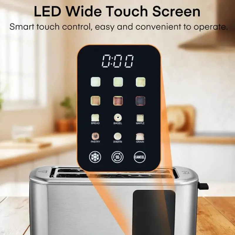 Adventure Basecamp Camping-Werkzeuge|Küche & Esszimmer-4-Scheiben-Toaster – Touchscreen-Steuerung, extrabreite Schlitze