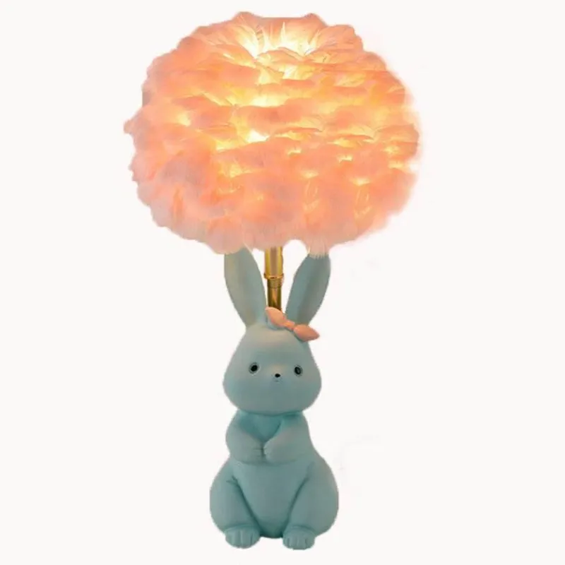 Illuminate Home Beleuchtung-Schicke Tischlampe mit Kaninchenfedern – dekorative Akzentbeleuchtung