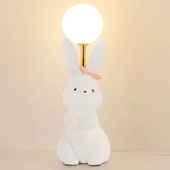 Illuminate Home Beleuchtung-Schicke Tischlampe mit Kaninchenfedern – dekorative Akzentbeleuchtung