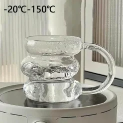 Brew Bliss Küche & Esszimmer-Schlanker Becher aus Glas mit unregelmäßigen Blasen