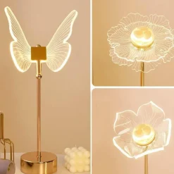 Glow u0026 Shade Beleuchtung-Schmetterlingsblumen-Tischlampe – dekorative Akzentbeleuchtung