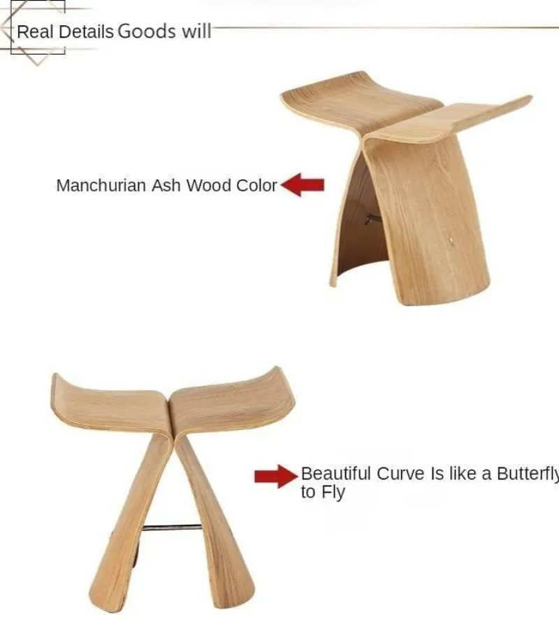 Cozy Living Möbel-Schmetterlingshocker aus Walnussholz – Hochwertige Akzentmöbel aus Holz