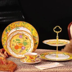 Feast u0026 Flair Küche & Esszimmer-Schmetterlings-Küchengeschirr-Set – Kaffeetassen, Untertassen, Kaffeekanne, Milchkännchen, Zuckerdose, Kuchenteller