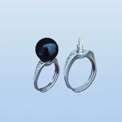 The Outdoor Vault Heimwerkzeuge|Outdoor & Garten-Schmuck mit versteckter Klinge – Versteckter Messerring mit schwarzer Perle