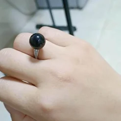 The Outdoor Vault Heimwerkzeuge|Outdoor & Garten-Schmuck mit versteckter Klinge – Versteckter Messerring mit schwarzer Perle