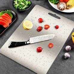 Tom Küche & Esszimmer-Schneidebrett aus Edelstahl – robuster Hackklotz für Obst, Gemüse und Fleisch