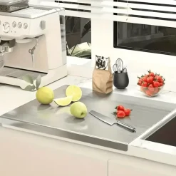 Tom Küche & Esszimmer-Schneidebrett aus Edelstahl – robuster Hackklotz für Obst, Gemüse und Fleisch