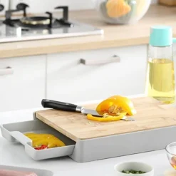 Deco Küche & Esszimmer-Schneidebrett mit Schublade – Küchen-Organizer und Aufbewahrungslösung