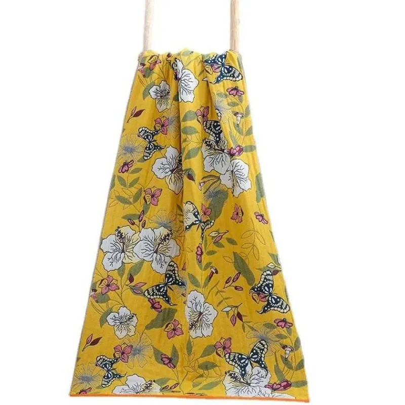 The Blanket Nook Bettzeug-Schnelltrocknendes Badetuch aus Baumwolle mit Blumenmuster – weiches Handtuch für Erwachsene