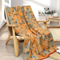 The Blanket Nook Bettzeug-Schnelltrocknendes Badetuch aus Baumwolle mit Blumenmuster – weiches Handtuch für Erwachsene