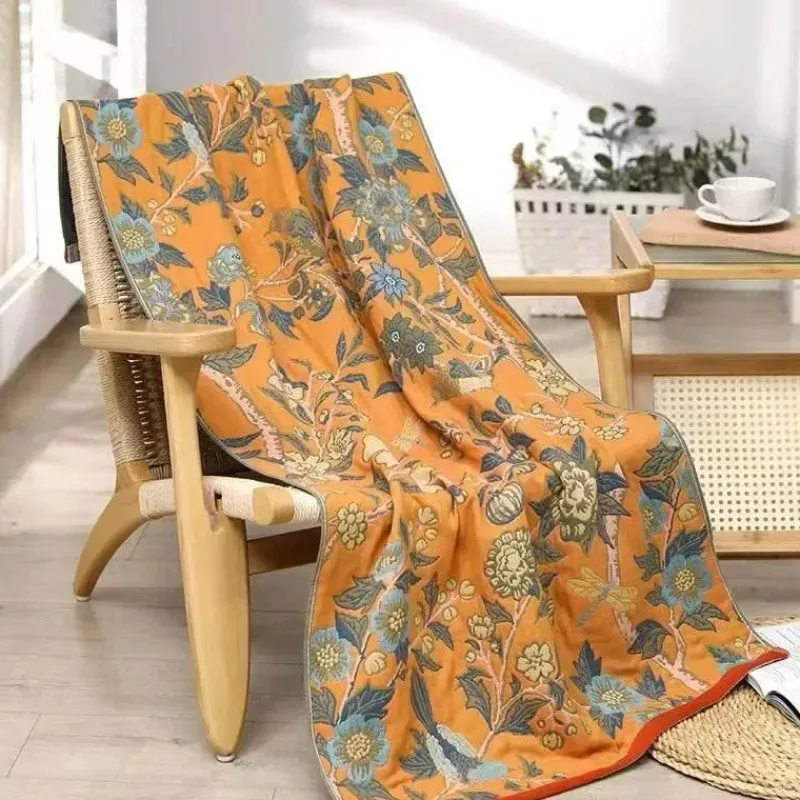 The Blanket Nook Bettzeug-Schnelltrocknendes Badetuch aus Baumwolle mit Blumenmuster – weiches Handtuch für Erwachsene