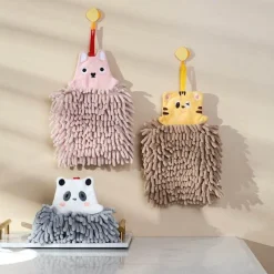 The Blissful Bath Badezimmer-Schnelltrocknendes Plüschhandtuch mit Bärenmotiv – weiches, saugfähiges Badezimmerzubehör