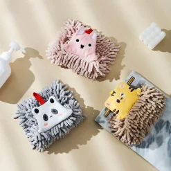 The Blissful Bath Badezimmer-Schnelltrocknendes Plüschhandtuch mit Bärenmotiv – weiches, saugfähiges Badezimmerzubehör