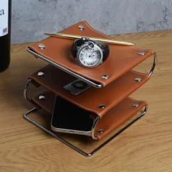 The Finishing Touch Wohndeko-Schreibtisch-Organizer aus Leder – Büroaufbewahrung im Oxford-Stil