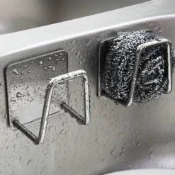 Space Savvy Küche & Esszimmer-Schwammhalter aus Edelstahl für die Spüle – 4er-Pack Küchen-Organizer