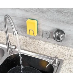 Space Savvy Küche & Esszimmer-Schwammhalter aus Edelstahl für die Spüle – 4er-Pack Küchen-Organizer