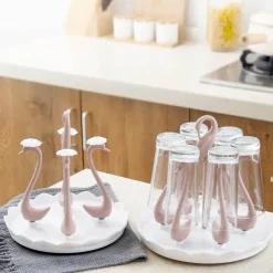 Brew Bliss Küche & Esszimmer-Schwanenglasbecher mit automatischem Abtropfsieb – Elegantes Trinkgeschirr