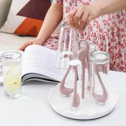 Brew Bliss Küche & Esszimmer-Schwanenglasbecher mit automatischem Abtropfsieb – Elegantes Trinkgeschirr