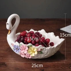 Plates u0026 More Küche & Esszimmer-Schwanen-Tablett-Set aus Keramik – elegante Obstschale und Aschenbecher für die Heimdekoration