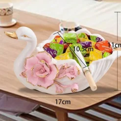 Plates u0026 More Küche & Esszimmer-Schwanen-Tablett-Set aus Keramik – elegante Obstschale und Aschenbecher für die Heimdekoration