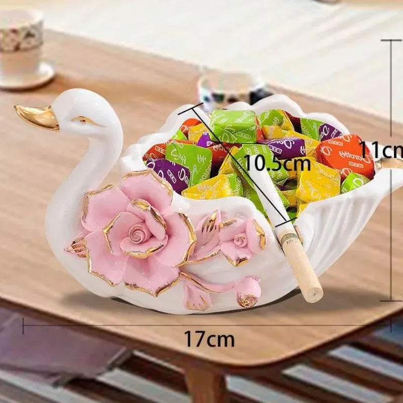 Plates u0026 More Küche & Esszimmer-Schwanen-Tablett-Set aus Keramik – elegante Obstschale und Aschenbecher für die Heimdekoration