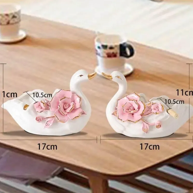 Plates u0026 More Küche & Esszimmer-Schwanen-Tablett-Set aus Keramik – elegante Obstschale und Aschenbecher für die Heimdekoration