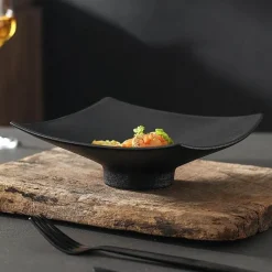 Elegance at the Table Küche & Esszimmer-Schwarzer matter Keramikteller - 75 Zoll quadratisches Essteller