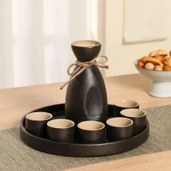 Elegance at the Table Küche & Esszimmer-Schwarzer Weinwärmer aus Keramik für Sake – handgefertigtes japanisches Design