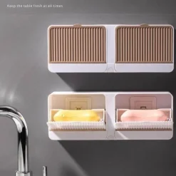 The Blissful Bath Badezimmer-Seifenbox zur Wandmontage – Badezimmer-Organizer mit doppeltem Stauraum