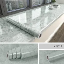 Timeless Touch Küche & Esszimmer-Selbstklebende, wasserdichte Tapete mit Marmoreffekt