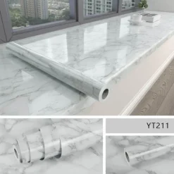 Timeless Touch Küche & Esszimmer-Selbstklebende, wasserdichte Tapete mit Marmoreffekt