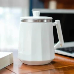 The Cozy Mug Küche & Esszimmer-Selbstmischender Kaffeebecher aus Edelstahl – Automatische Kaffeetasse
