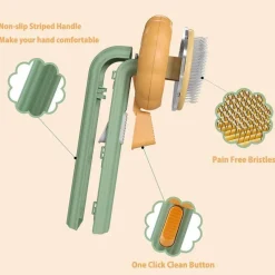 Furendo Haustierzubehör|Reinigungswerkzeuge Für Haustiere-Selbstreinigende Tierhaarbürste – Fellpflegewerkzeug für Katzen und Hunde