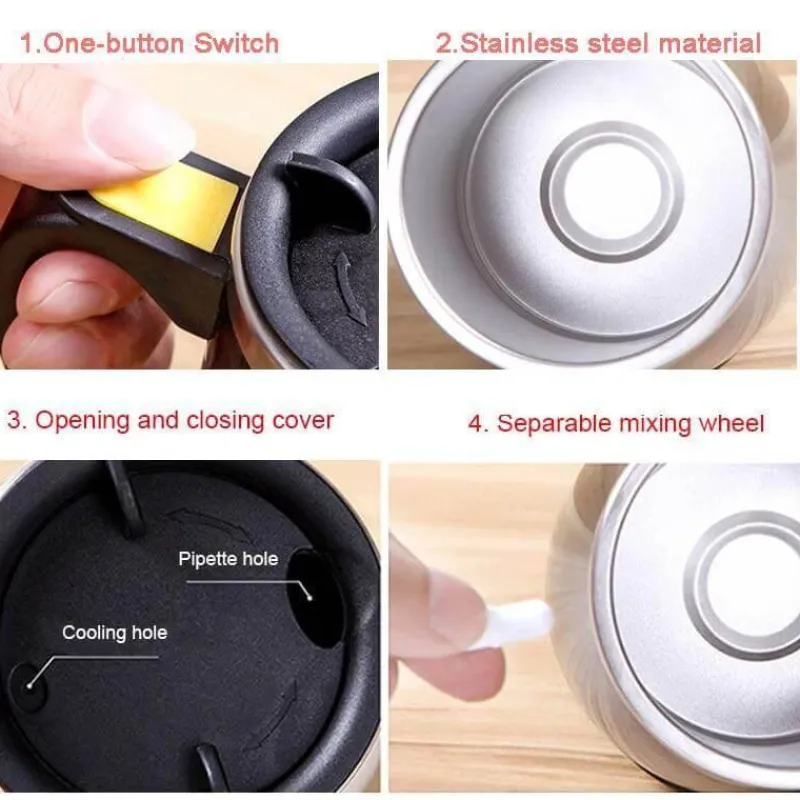 The Cozy Mug Küche & Esszimmer-Selbstrührender Kaffeebecher – Automatischer Reisebecher