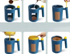 The Decor Haven Camping-Werkzeuge|Camping Im Freien-Selbstrührender Reisekaffeebecher – Automatischer Getränkemixer