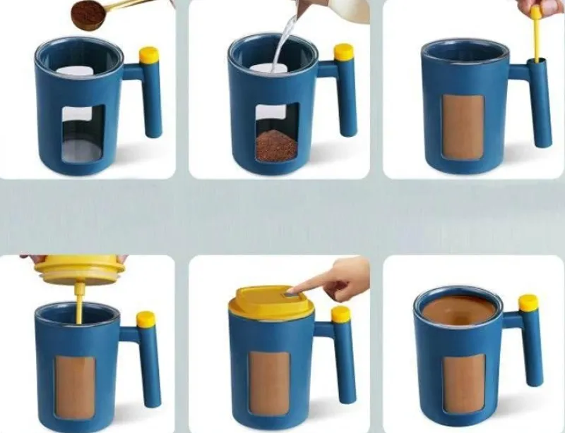 The Decor Haven Camping-Werkzeuge|Camping Im Freien-Selbstrührender Reisekaffeebecher – Automatischer Getränkemixer