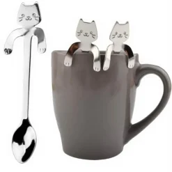The Cozy Mug Küche & Esszimmer-Süßer Teelöffel mit langem Griff und Katze