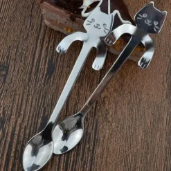 The Cozy Mug Küche & Esszimmer-Süßer Teelöffel mit langem Griff und Katze