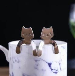 The Cozy Mug Küche & Esszimmer-Süßer Teelöffel mit langem Griff und Katze