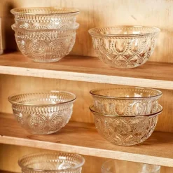 Elegance at the Table Küche & Esszimmer-Servierschüssel aus geprägtem Glas – dekorative Schale