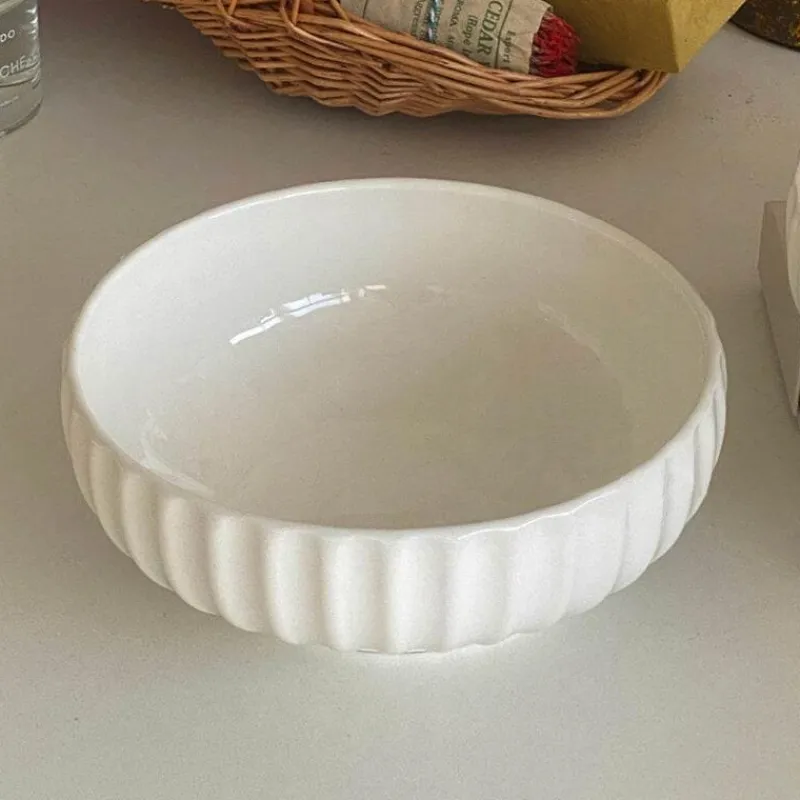 Elegance at the Table Küche & Esszimmer-Servierschüssel aus Keramik – elegante Küchenschüssel mit vertikaler Maserung